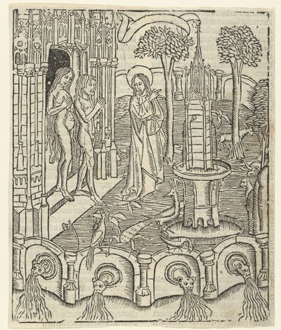 Deus mostra o paraíso a Adão e Eva de Master of Delft (attributed to)