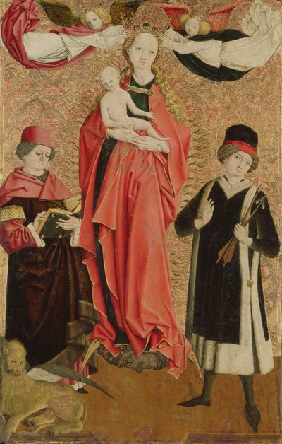 A Virgem da Imaculada Conceição com São Marcos e São Sebastião de Master of Grossgmain