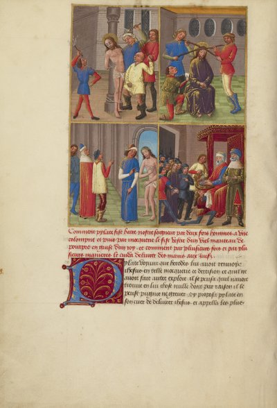 Flagelação; Coroação de espinhos; Escarnecimento de Cristo; Pilatos lava as mãos de Master of Guillaume Lambert