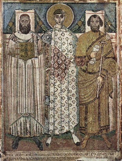 São Demétrio de Thessaloniki com os doadores, século VI-VII de Master of Hagios Demetrios