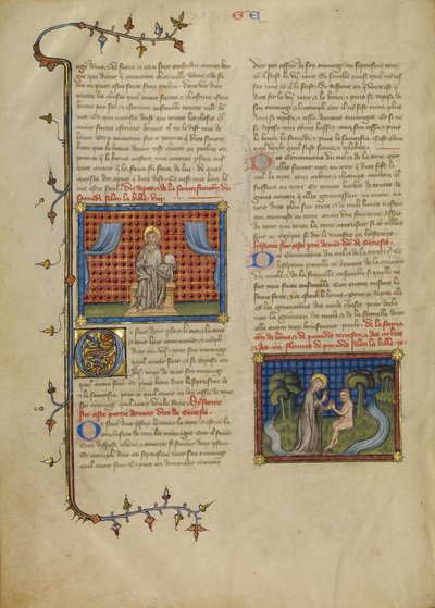Dia de descanso: O Senhor Entronizado; Deus e Adão no Jardim de Master of Jean de Mandeville
