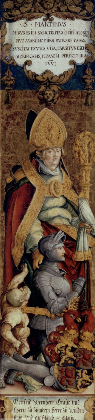 São Martinho com o mendigo e o fundador Gottfried Werner von Zimmern de Master of Messkirch