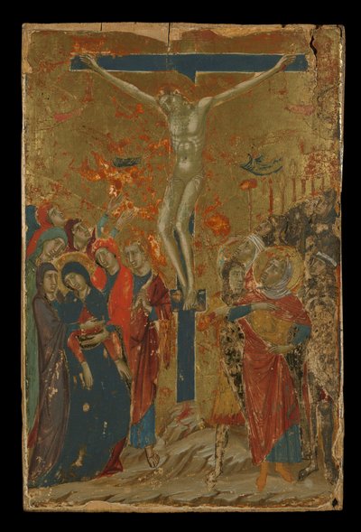 A Crucificação e a Virgem e o Menino Entronizados de Master of Monte Oliveto