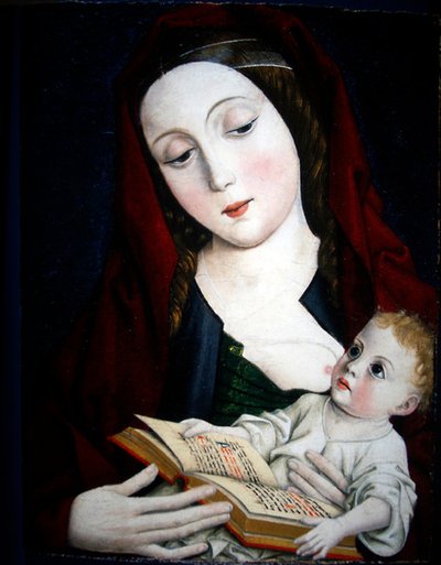 A Virgem e a Criança (óleo sobre painel) de Master of Osma