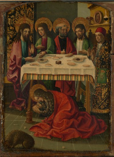 Santa Maria Madalena ungindo os pés de Cristo de Master of Perea