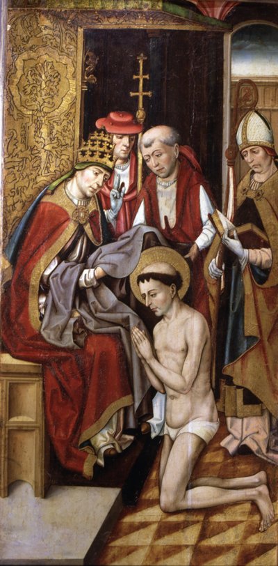 São Francisco investiu com o seu Habit pelo Papa Inocêncio III (óleo sobre painel) de Master of Portillo