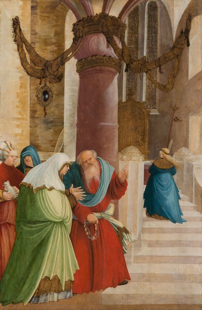 "A Entrada da Santíssima Theotokos no Templo Pintura do Mestre de Pulkau (ativa 1505-1520) 1509-1510 Palácio Real, Belgrado de Master of Pulkau
