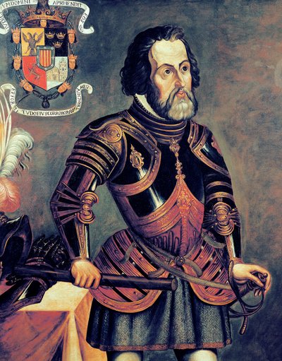 Hernando Cortes (1485-1547) (cópia de um original) de Master of Saldana