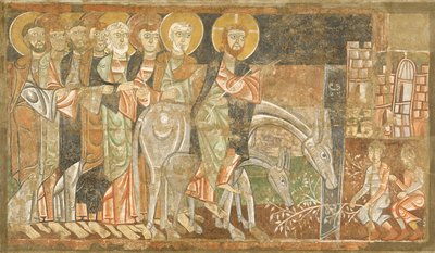 Entrada de Cristo em Jerusalém, c.1125 (fresco) de Master of San Baudel