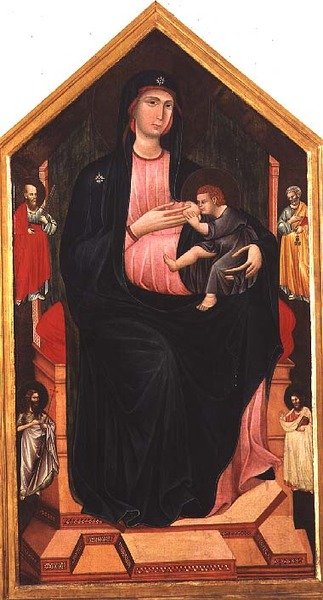 Madonna e Child with Saints (tempera no painel) de Master of San Gaggio
