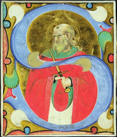 Historiated inicial &39;S&39;, representando St. Julian de Master of San Michele of Murano