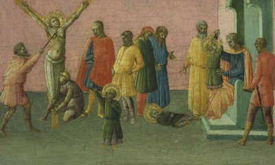 O Martírio dos Santos, 1400-50 (têmpera e folha de ouro no painel) de Master of St. Julitta and St. Quiricus Master of St. Julitta and St. Quiricus