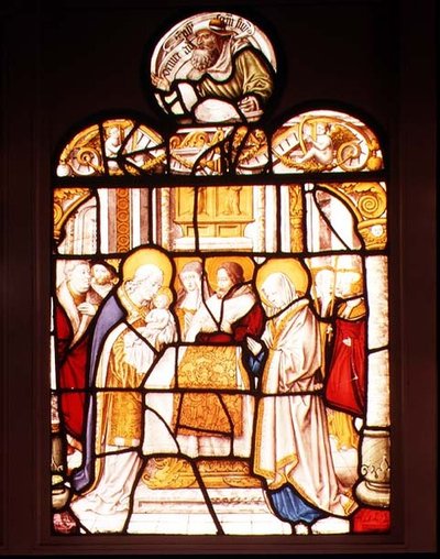 A apresentação no templo; janela da Abadia Cisterciense de Mariawald, Eifel de Master of St. Severin