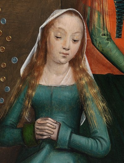 Detalhe da Caridade de São Nicolau, do Altar de São Nicolau, c.1486-93 (óleo sobre painel) de Master of The Legend of St. Lucy