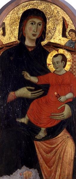 Madonna e Child (tempera no painel com folha de ouro) de Master of Varlungo