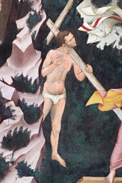 "Ressurreição" e "Descida ao Limbo", Detalhe da "Descida ao Limbo": o Bom Ladrão, c.1420 (fresco) de Master of Vignola