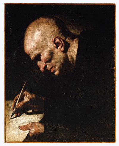 Um escriba monge de Master of the Annunciation to the Shepherds