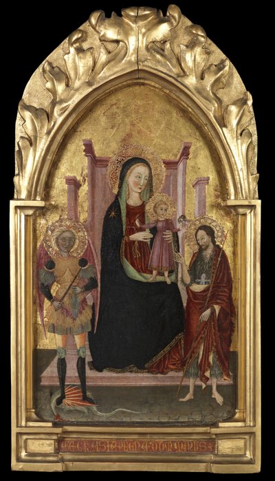 Virgem e Menino Entronizado com São Miguel e São João Batista, c.1440-70 de Master of the Arcetri Altarpiece