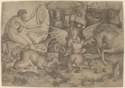 Tema Alegórico: Combate de Animais de Master of the Beheading of St. John