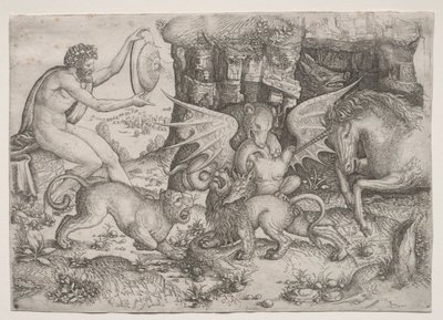 Tema Alegórico: Combate de Animais de Master of the Beheading of St. John