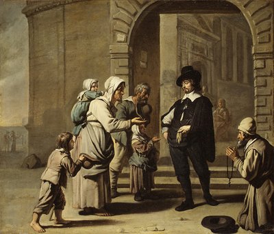 Mendigos em uma porta de Master of the Béguins