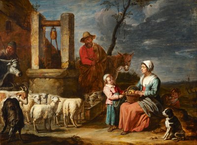 Família de camponeses junto a um poço de Master of the Béguins