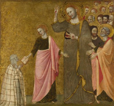 "The Vision of St. Clare of Rimini (1282-1326)" Pintura de Francesco da Rimini (ativo c. 1333-1348) c. 1340 National Gallery London de Master of the Blessed Clare of Rimini