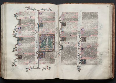 O Missal de Gotha: Fol. 117v, São Pedro amarrado de cabeça para baixo à cruz, c. 1375. de Master of the Boqueteaux