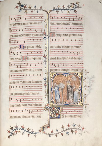 O Missal Gotha: Fol. 61r, A Priest Singing the Office, c. 1375. de Master of the Boqueteaux
