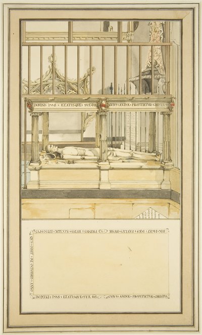 Túmulo do Bispo Paul Bush, na Catedral de Bristol, c.1799 (aguarela sobre papel) de Master of the Bristol Church Monuments