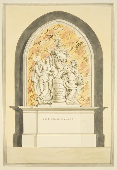 Túmulo da Sra. Elizabeth Draper, morreu em 1835, na Catedral de Bristol (aguarela sobre papel) de Master of the Bristol Church Monuments