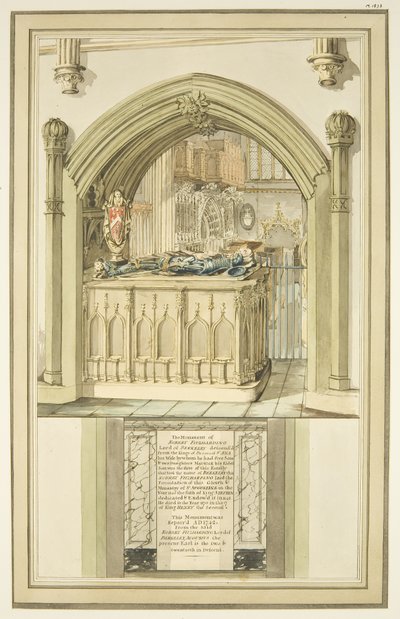 Túmulo de Robert Fitzharding, morto em 1170, na Catedral de Bristol, c.1799 (aguarela sobre papel) de Master of the Bristol Church Monuments