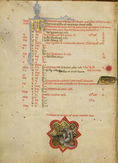 Um homem a pescar; signo zodiacal de Peixes de Master of the Brussels Initials