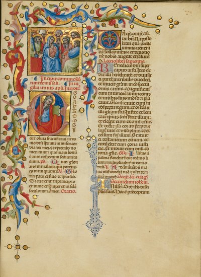 Todos os Santos; inicial E: Santo André de Master of the Brussels Initials