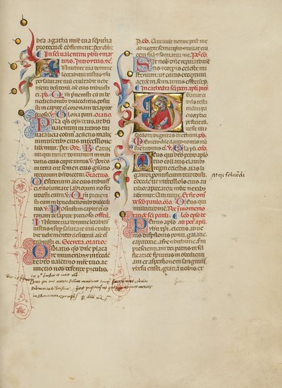 Inicial I: São Valentiniano; Inicial S: São Pedro de Master of the Brussels Initials