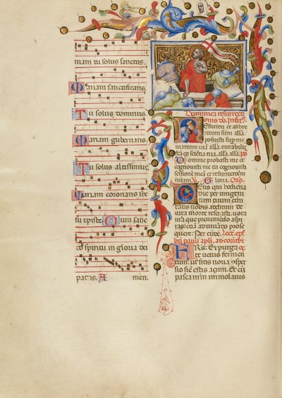 A Ressurreição; Inicial R: Um Soldado Adormecido de Master of the Brussels Initials