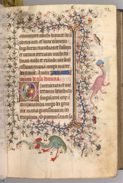 Horas de Carlos Nobre, rei de Navarra 1361-1425: fol. 17a, texto, c. 1405 de Master of the Brussels Initials and Associates