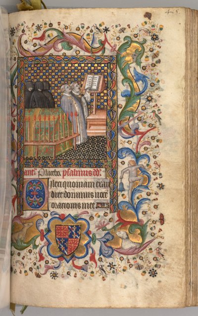 Horas de Carlos Nobre, rei de Navarra 1361-1425: fol. 202r, Escritório dos Mortos, c. 1405 de Master of the Brussels Initials and Associates