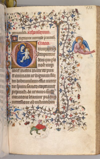 Horas de Carlos Nobre, rei de Navarra 1361-1425: fol. 261r, Virgin and Child, c. 1405 de Master of the Brussels Initials and Associates