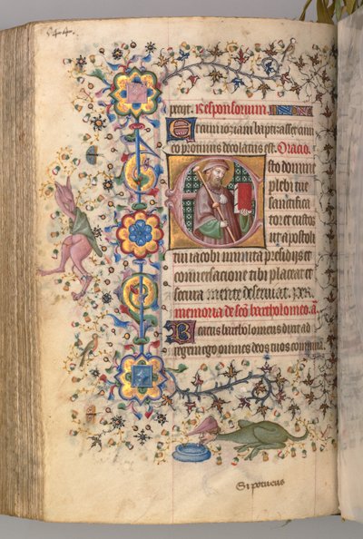 Horas de Carlos Nobre, rei de Navarra 1361-1425: fol. 266v, St. James, c. 1405 de Master of the Brussels Initials and Associates