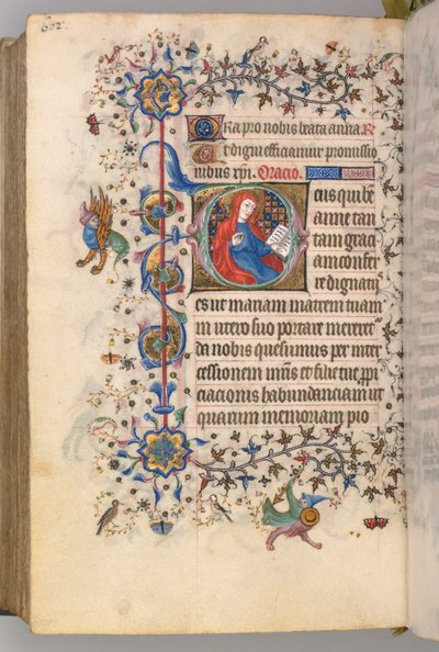 Horas de Carlos Nobre, rei de Navarra 1361-1425, fol. 295v, St. Anne, c. 1405 de Master of the Brussels Initials and Associates