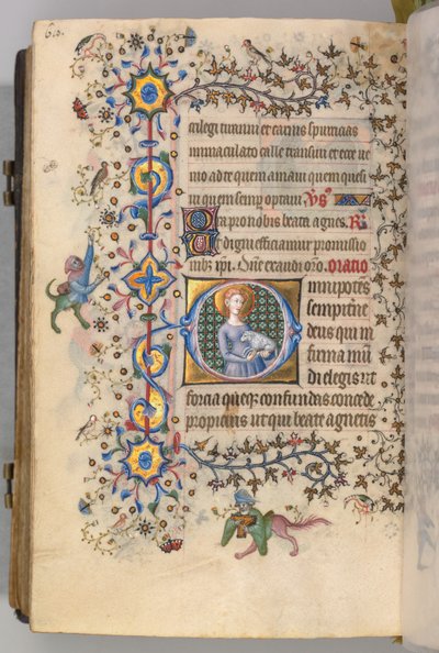 Horas de Carlos, o Nobre, Rei de Navarra 1361-1425, fol. 299v, Santa Inês, c. 1405. de Master of the Brussels Initials and Associates