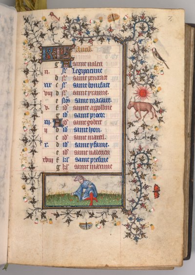 Horas de Carlos Nobre, rei de Navarra 1361-1425: fol. 4 de abril, c. 1405 de Master of the Brussels Initials and Associates