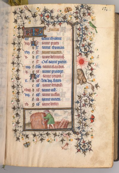 Horas de Carlos Nobre, rei de Navarra 1361-1425: fol. 7 de julho, c. 1405 de Master of the Brussels Initials and Associates