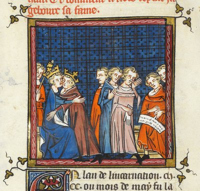 Philip Augustus e o Rei João de Inglaterra fazendo a paz, ilustração de 