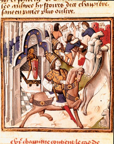Representação de Cadmos, fundador da cidade de Tebas na Grécia antiga Miniatura do Mestre do Campeão das Senhoras (século XV) do manuscrito "Des hommes illustres" de Giovanni Boccaccio (Jean Boccaccio) (1313-1375). Século XV. Carpe de Master of the Champion des Dames