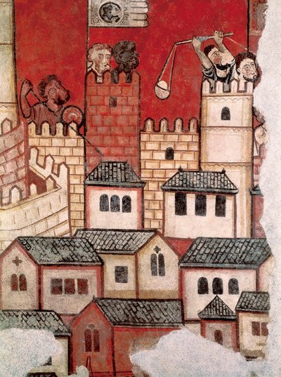 A conquista de Mallorca, detalhe de um fresco de Master of the Conquest of Mallorca