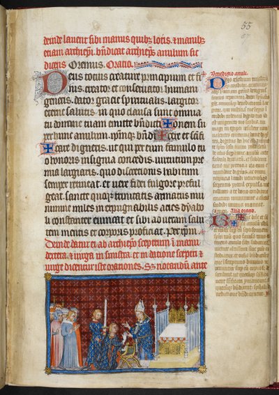 Algodão Tibério B. VIII f.57r O Rei a receber o anel 