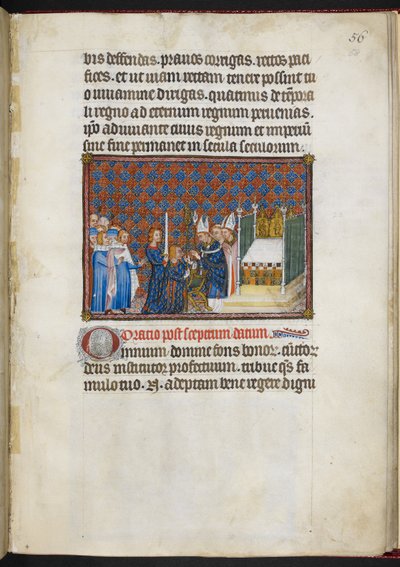 Cotton Tibério B. VIII f.58r O Rei recebendo o cetro e a virga (