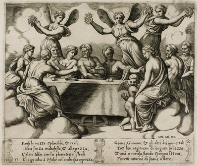 Os deuses celebrando o casamento de Psique e Cupido de Master of the Die